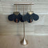 Forest Whisper – Dark Brown Thin Leather Flower Earrings with Brown Stone Chips