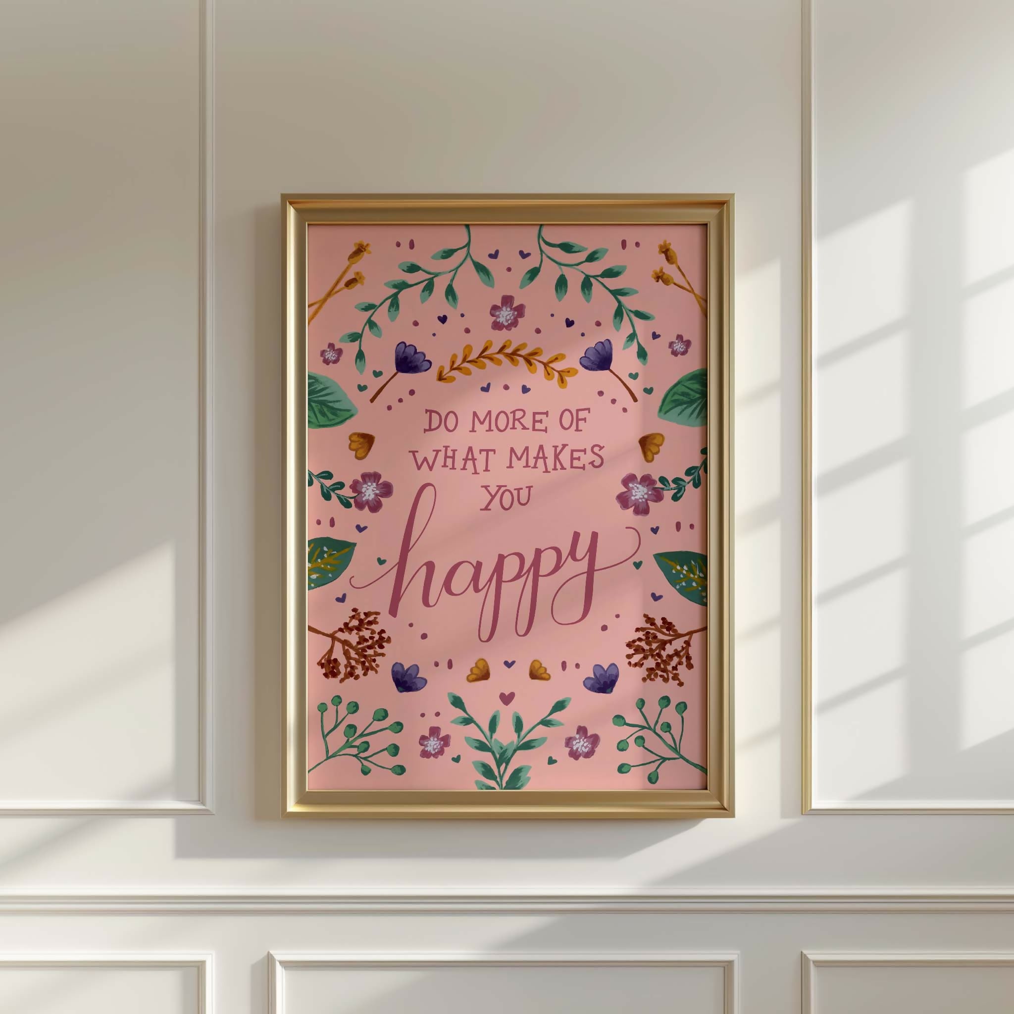 Feel Good Floral Art Print Pink A4
