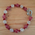 Tibetan Silver Toggle Catch Bracelet with Strawberry Quartz, Faceted Red Chalcedony & Faceted Rose Quartz.