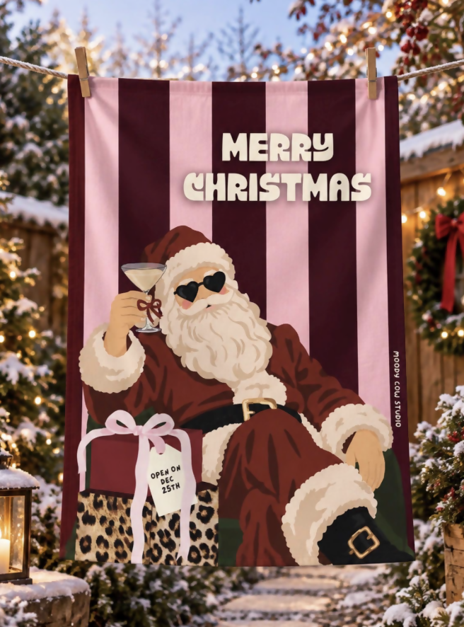 Santa Merry Christmas Tea Towel