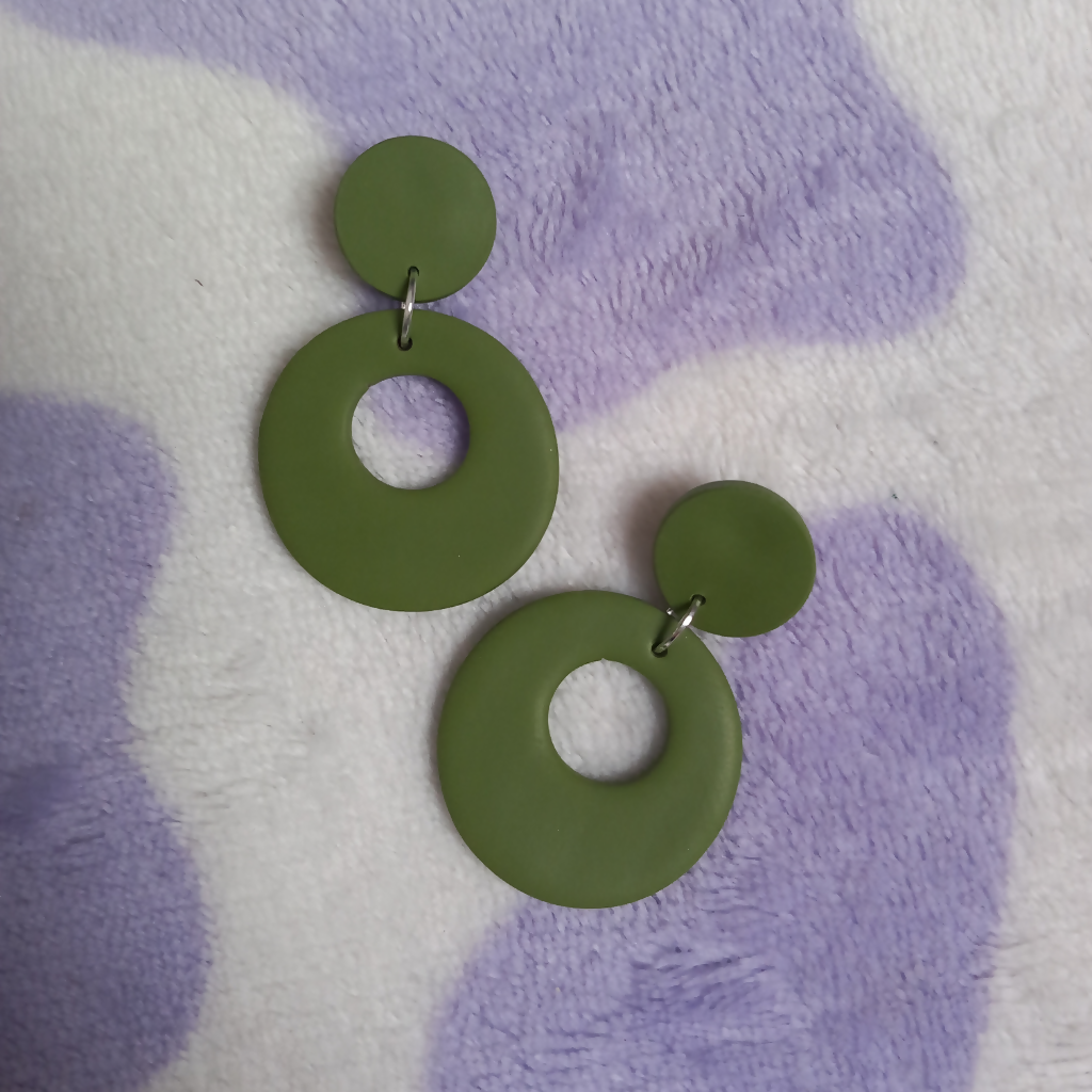 Polymer Clay Retro Circle Dangle Earrings