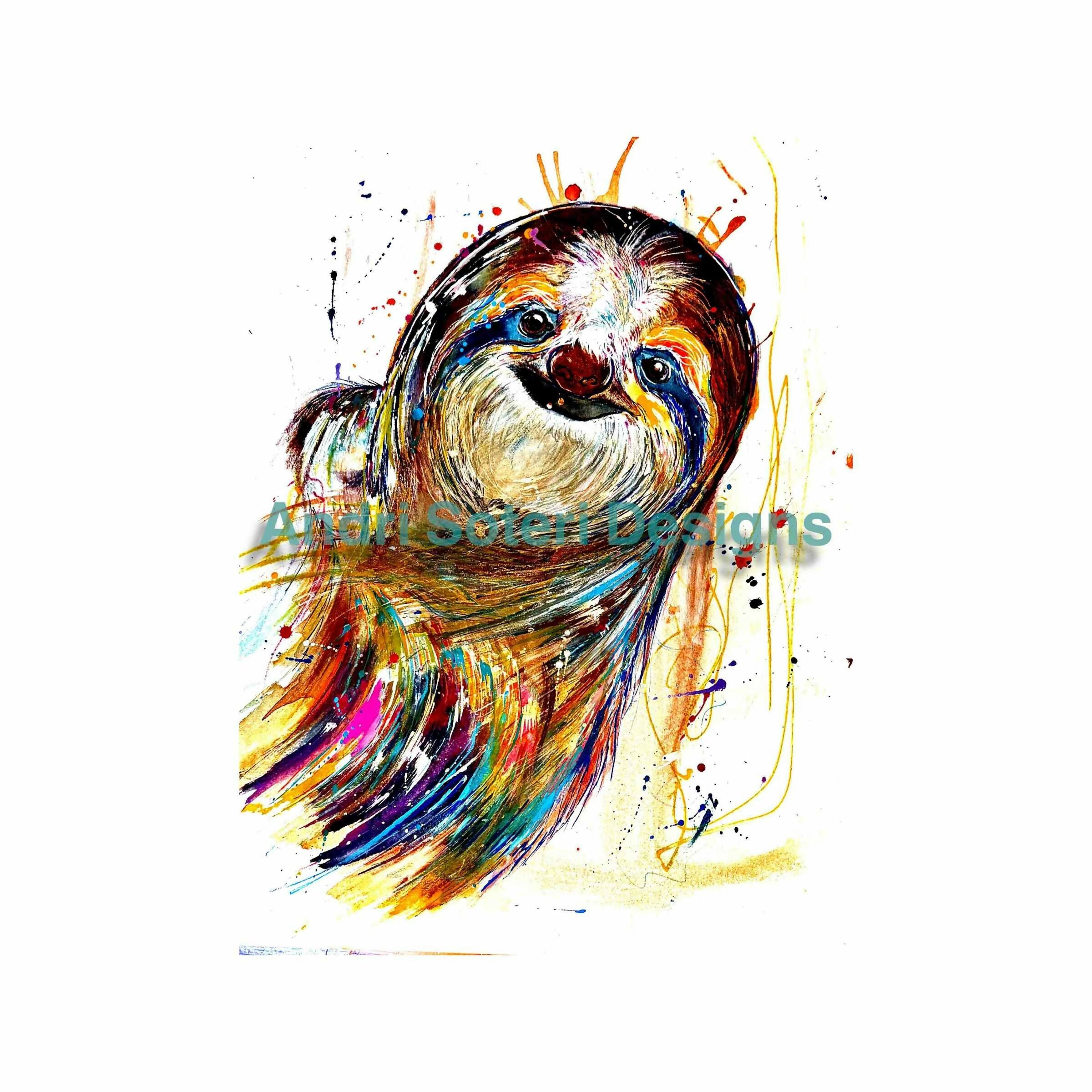 HAPPY 'JUST HANGING' SLOTH, PART OF THE 'ANIMAL ART COLLECTION'