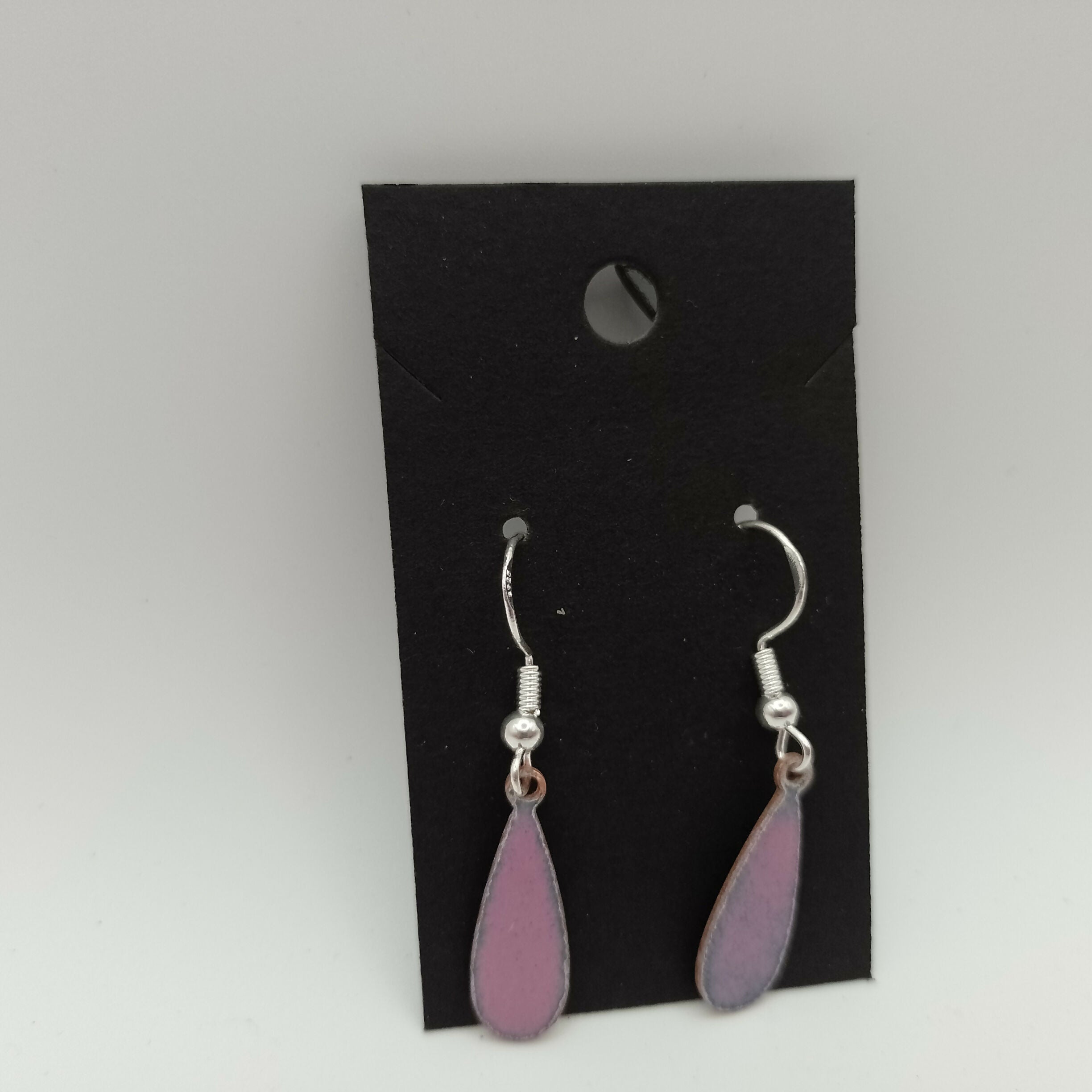 Pale Pink Tear Drop Enamel Earrings