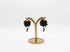 Rounded Flower Cluster Earrings with Black Crystal Drop