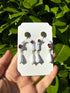 Floral Arch Drop Earrings with Teardrop Beads in White