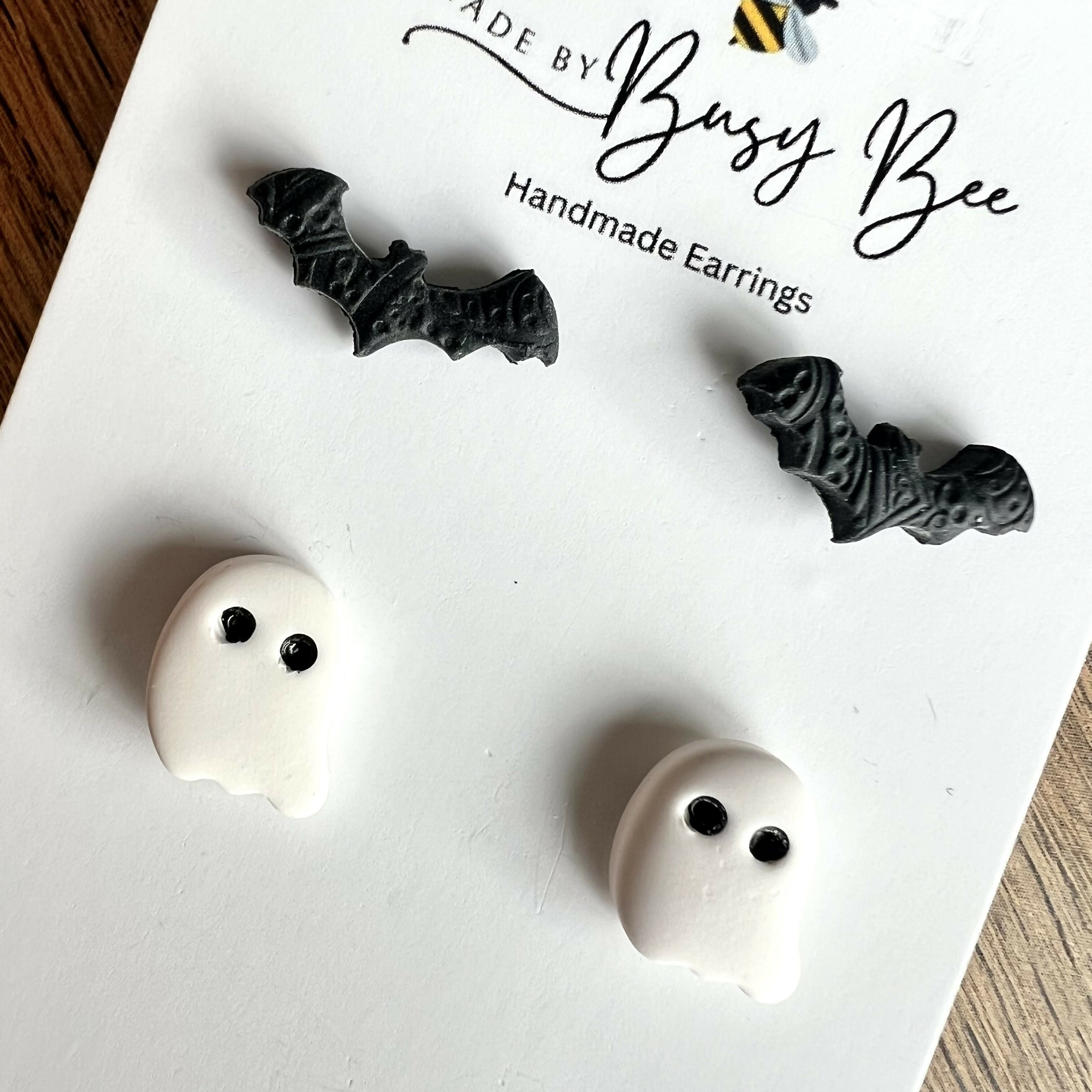 Autumn & Halloween Stud Earrings / Set of 2 pairs of Studs / Handmade Polymer Clay Jewellery