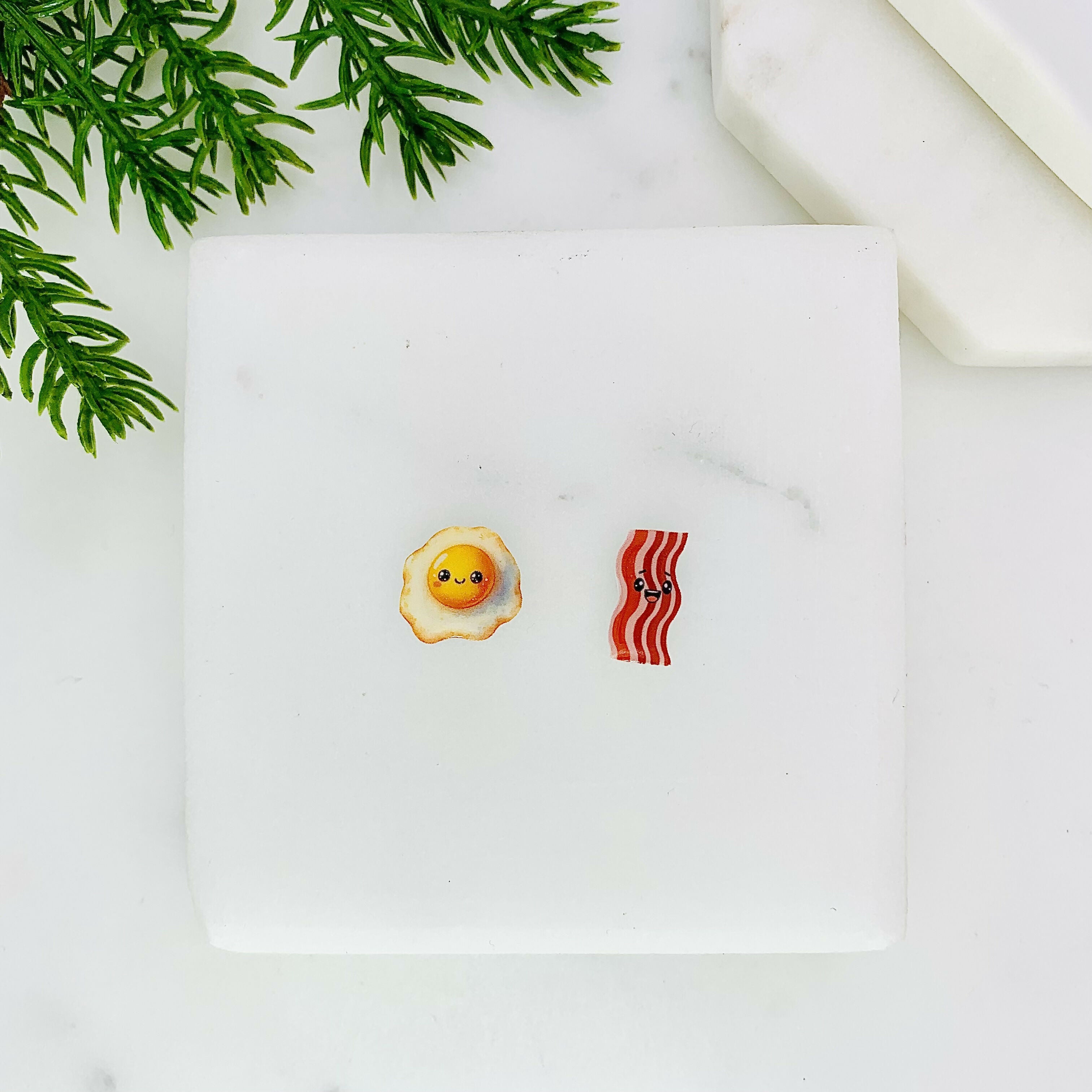 Egg & Bacon Mismatched Stud Earrings