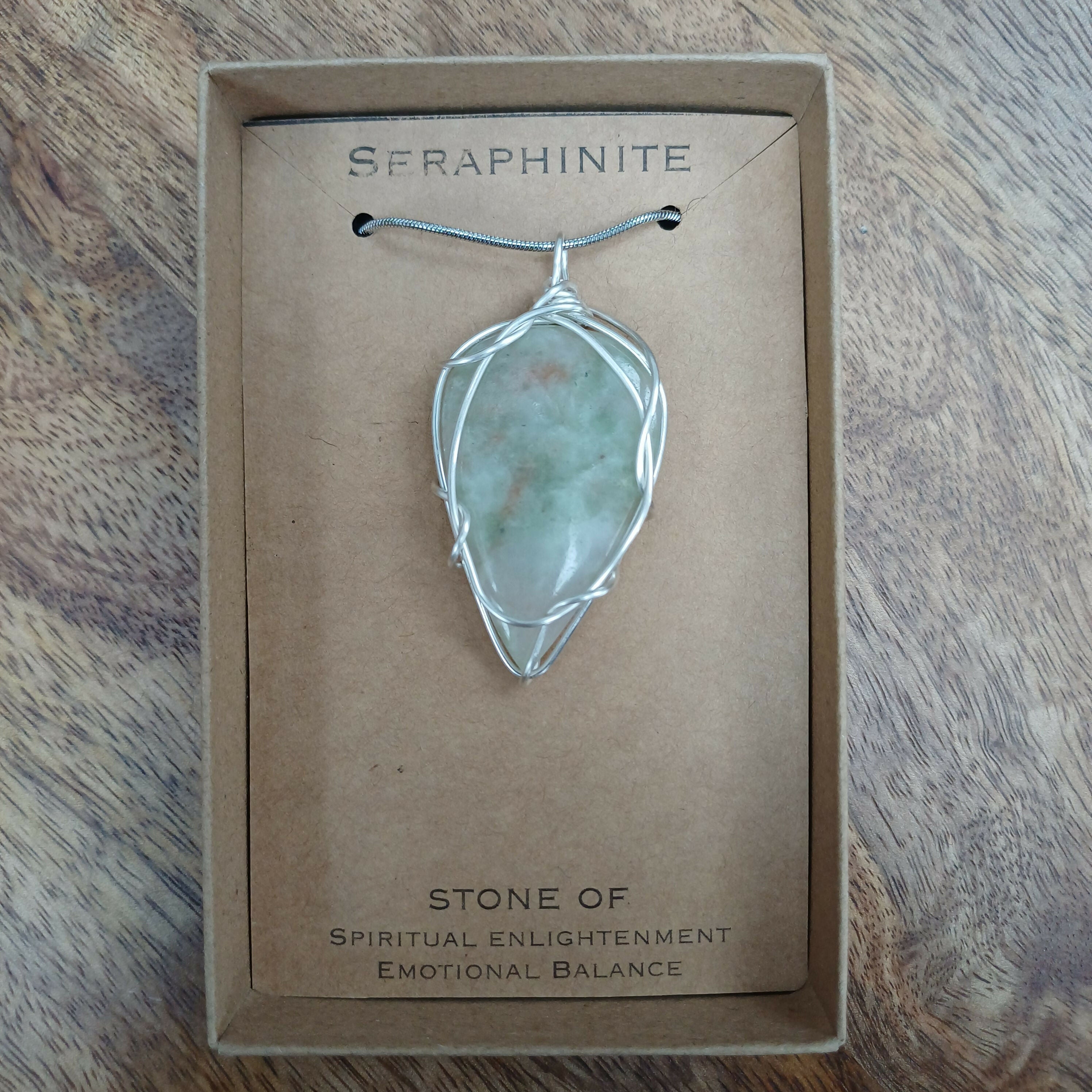 Golden Seraphinite Wire Wrapped Pendant