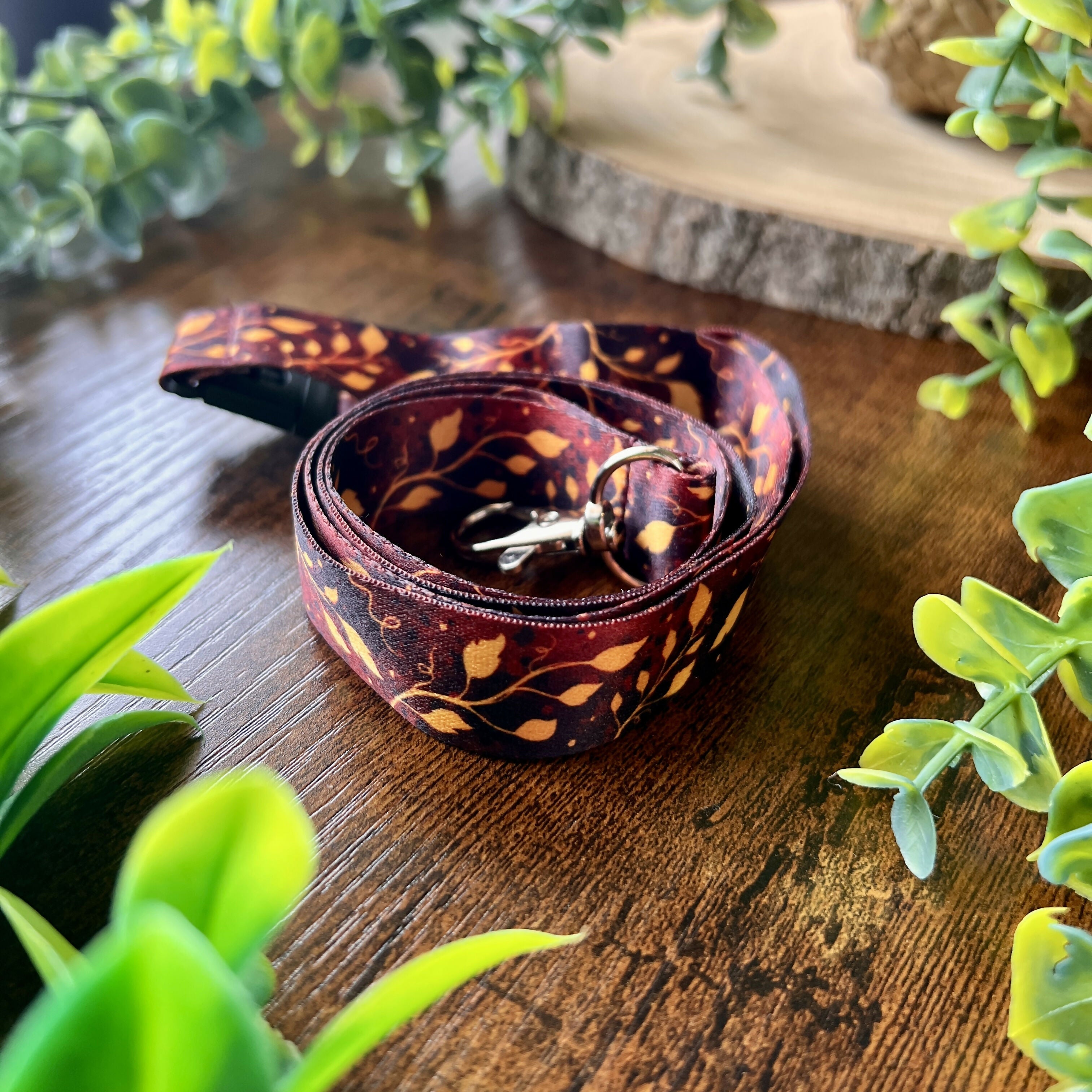 Ruby Leaves Lanyard