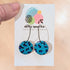 Turquoise & Blue Leopard Print Circle Hoop Handmade Polymer Clay Earrings