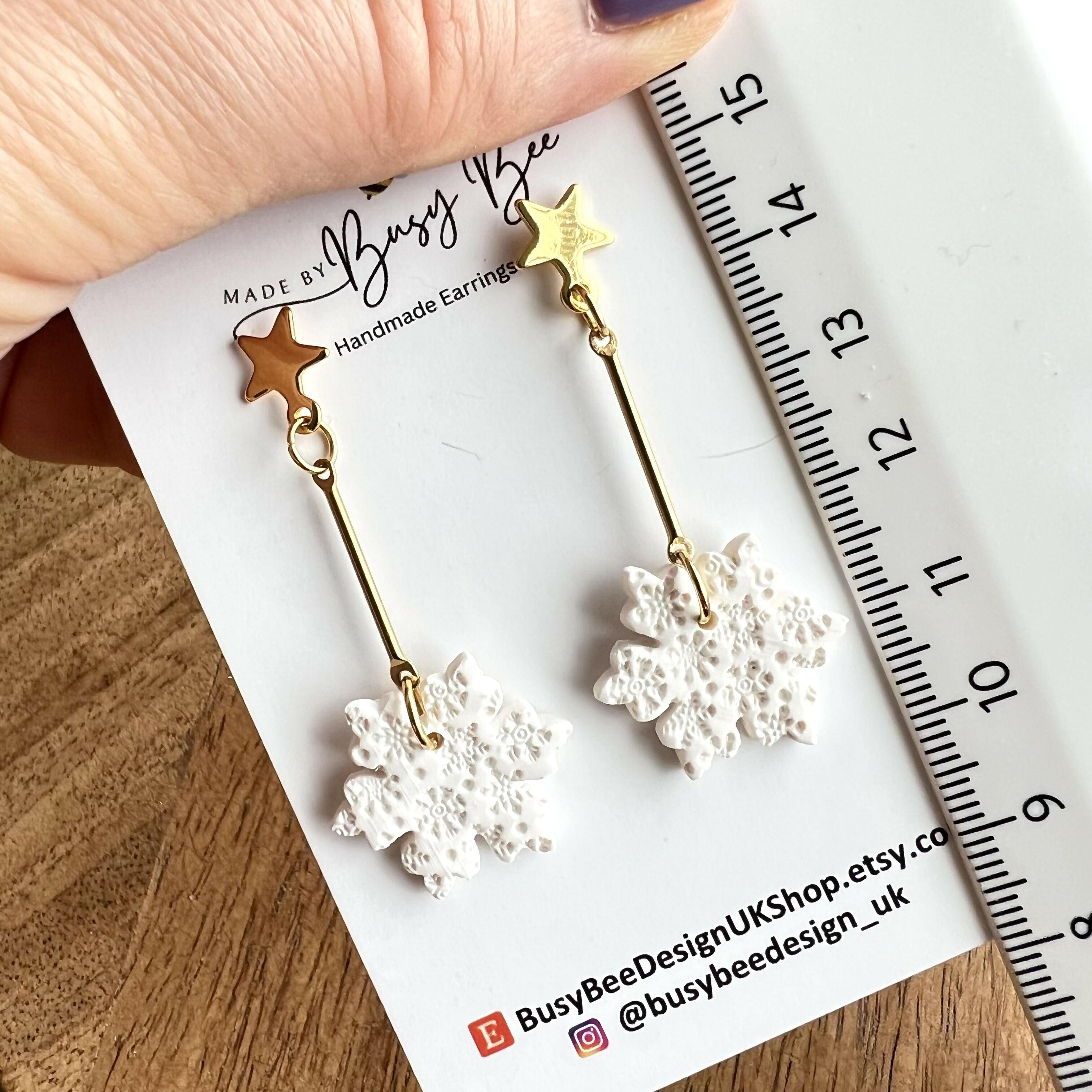 Polymer Clay Christmas Earrings / Handmade Festive Dangles / Xmas Jewellery