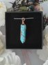 Blue Turquoise Wire Wrapped Crystal Point Necklace on Sterling Silver Chain