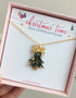 Real Christmas Tree Leaf Necklace Gold Plated