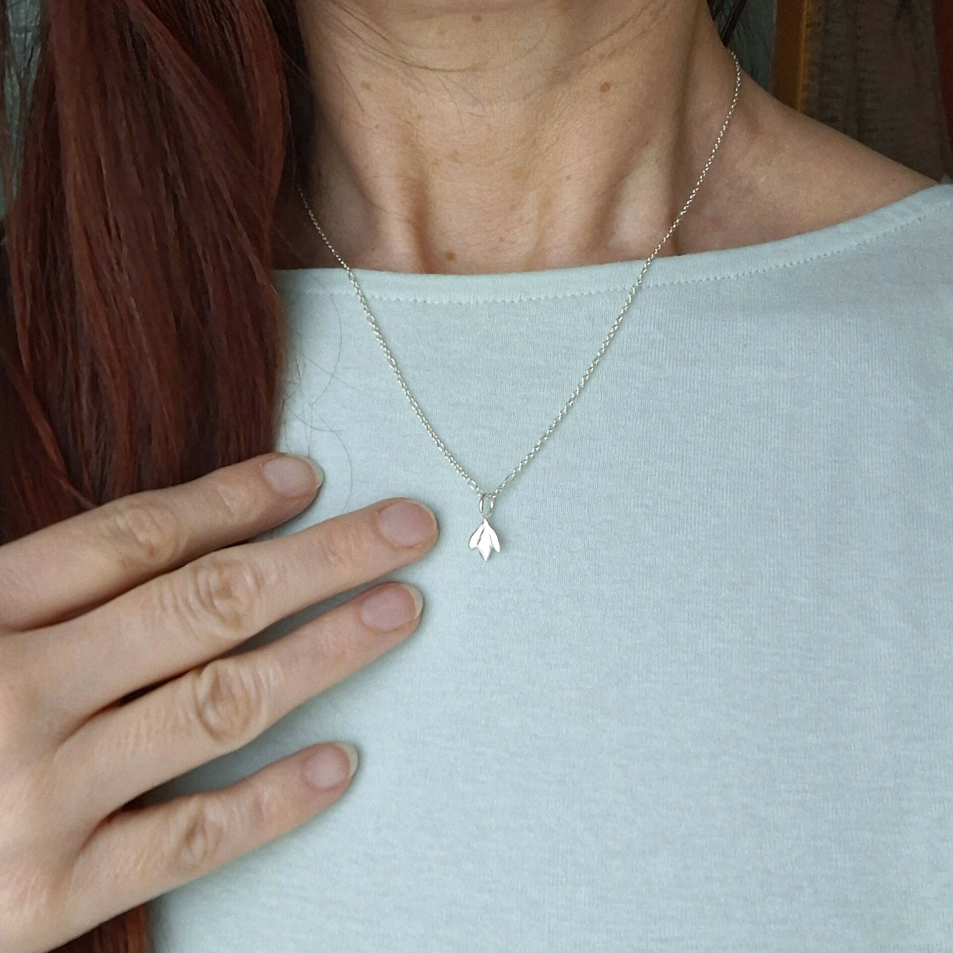 Handmade Silver Snowdrop Necklace