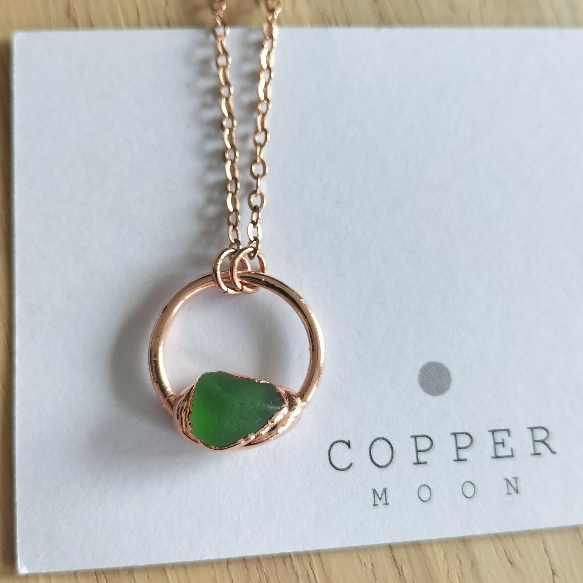 Seaglass Moon Necklace Green
