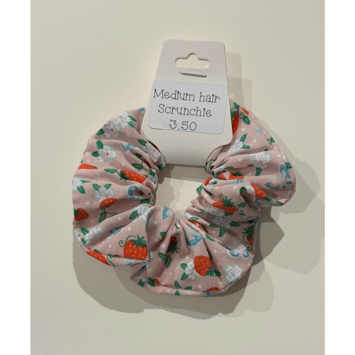 Pink Strawberry Hair Scrunchie