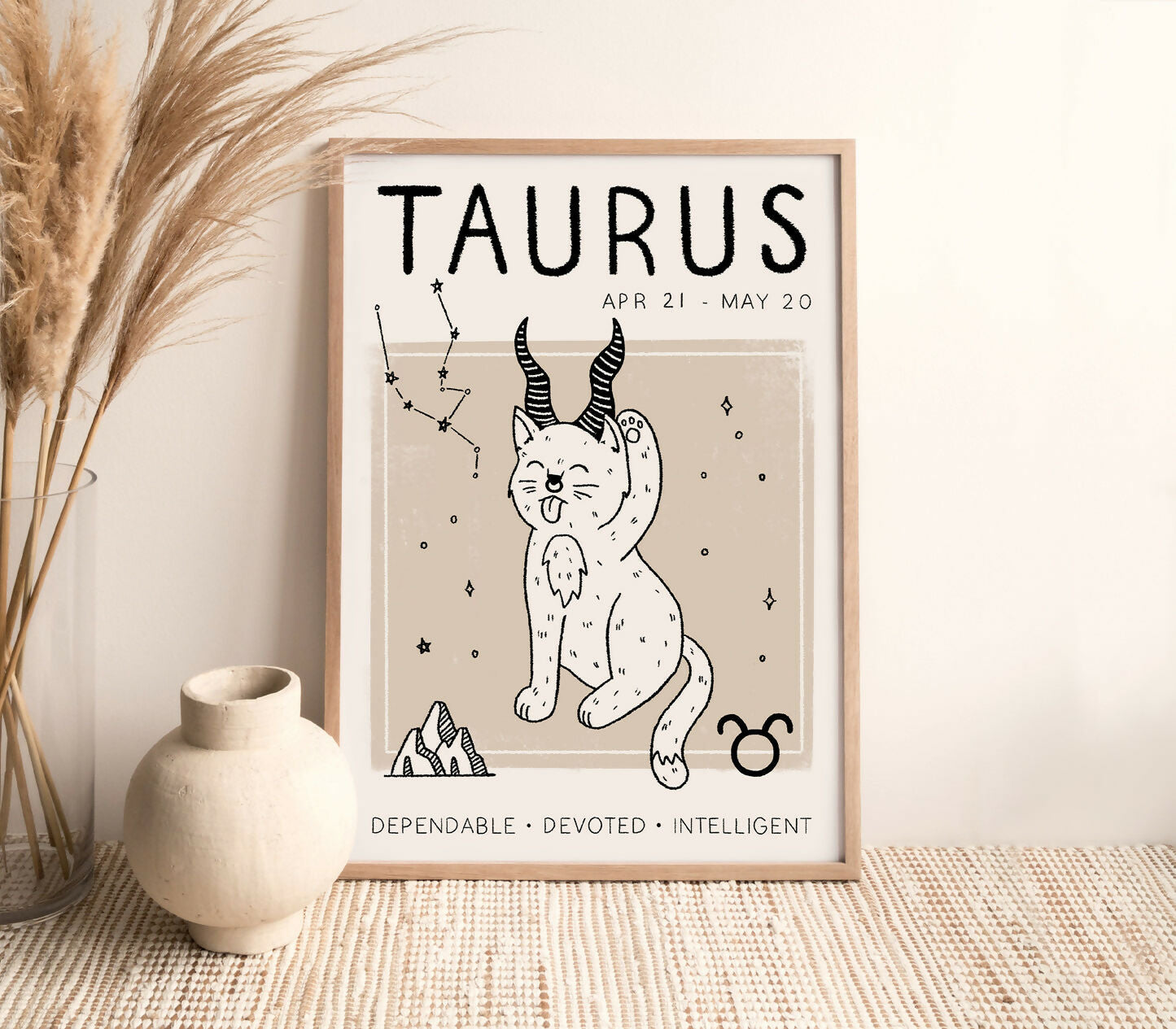 Taurus Star Sign Cat Print