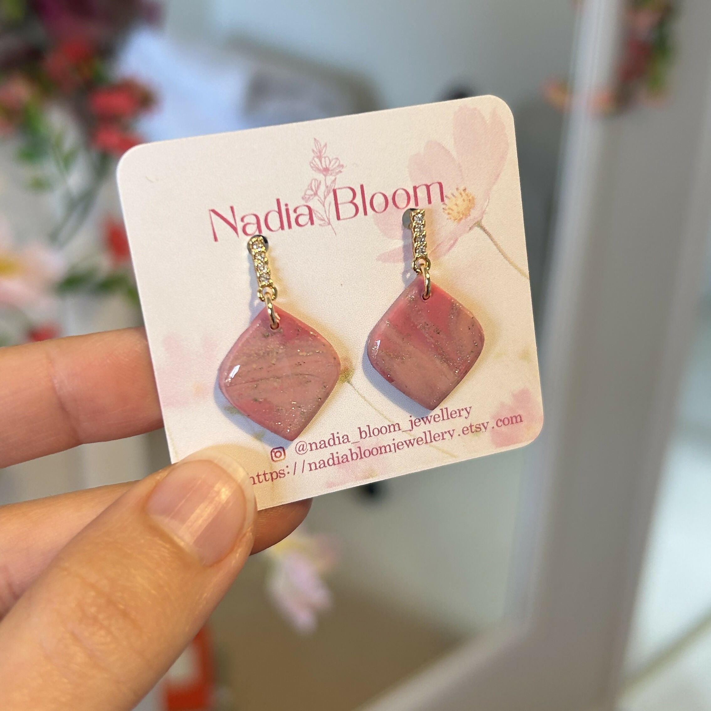 Pink Marble Pattern Earrings