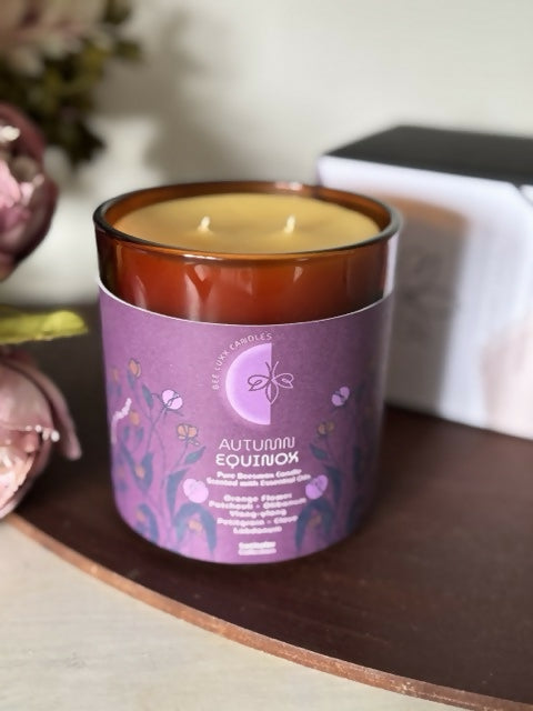 Autumn Equinox - 100% Natural Essential Oil & Beeswax Candle In Glass Jar