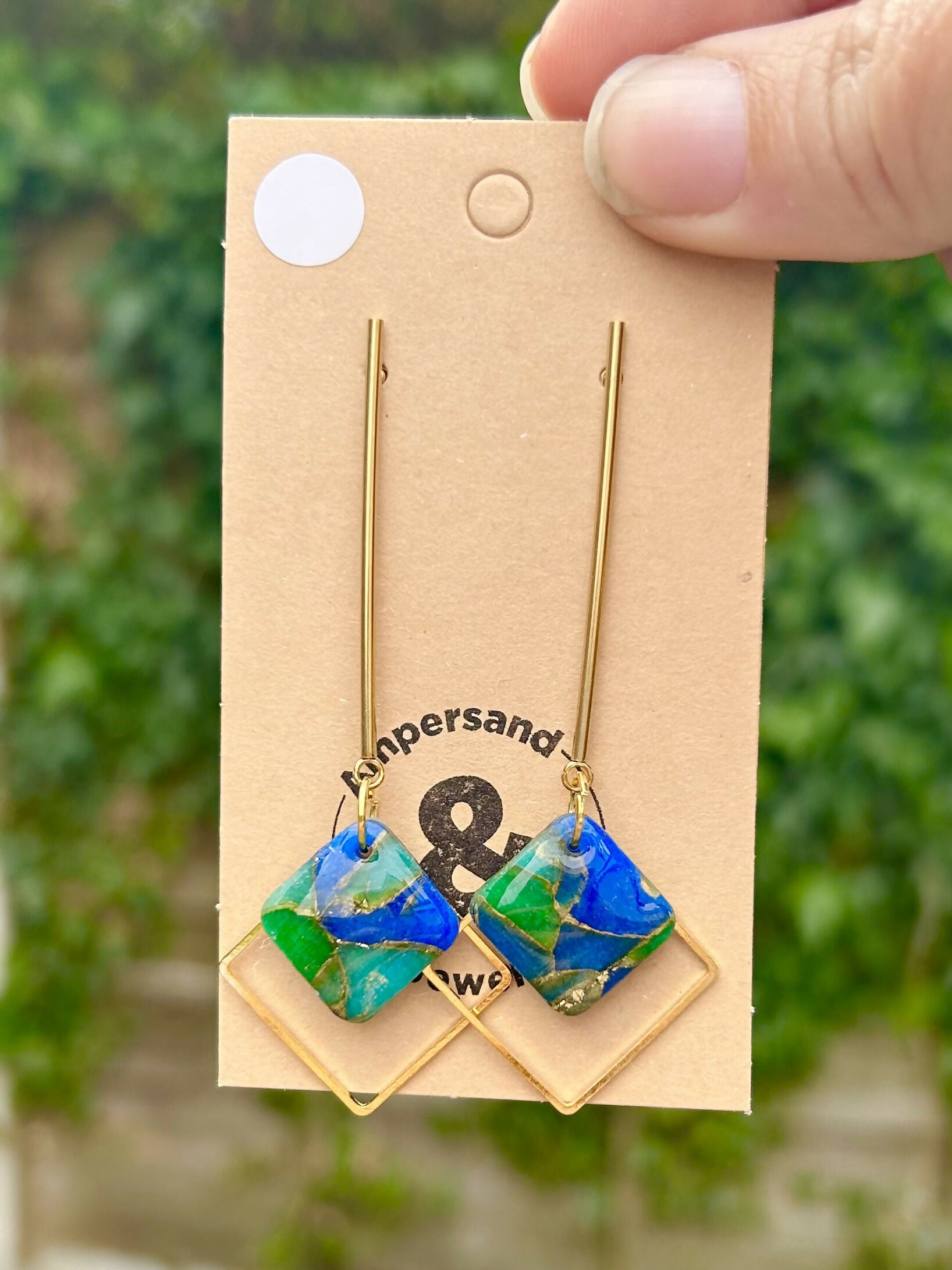 Geometric polymer clay dangle earrings