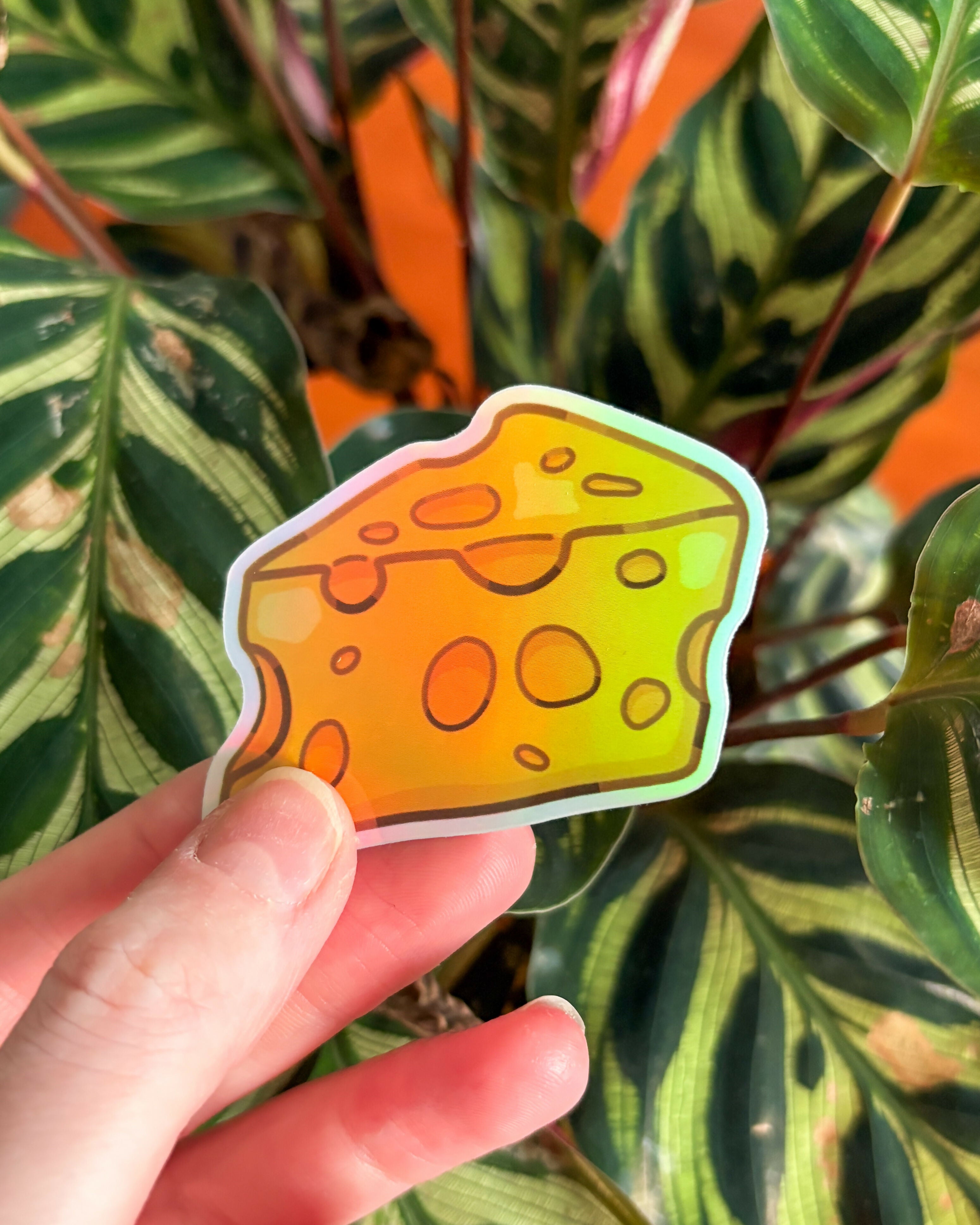 Cheese Holographic Vinyl Sticker