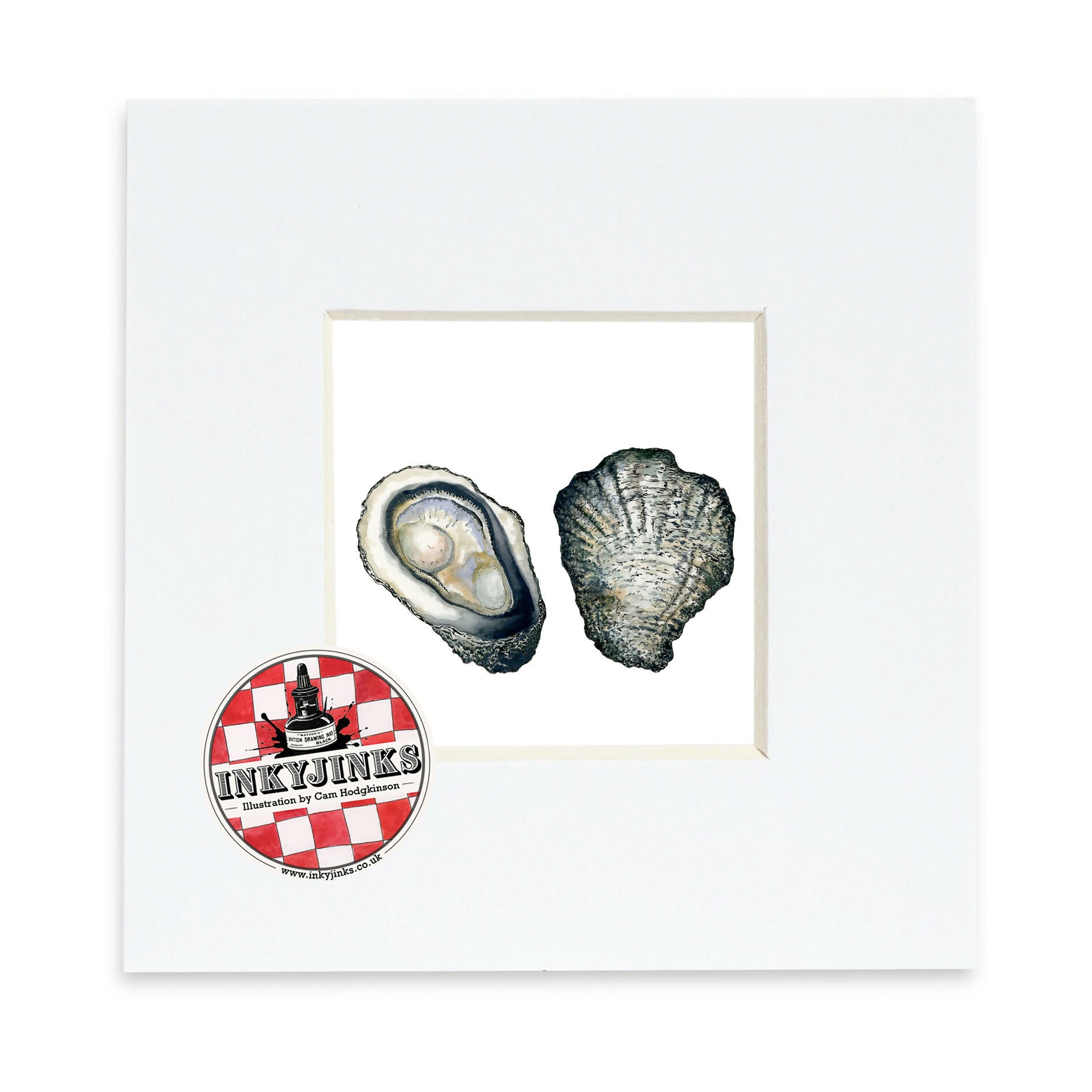 4” x 4” Mini Mounted Giclée Print of Oysters
