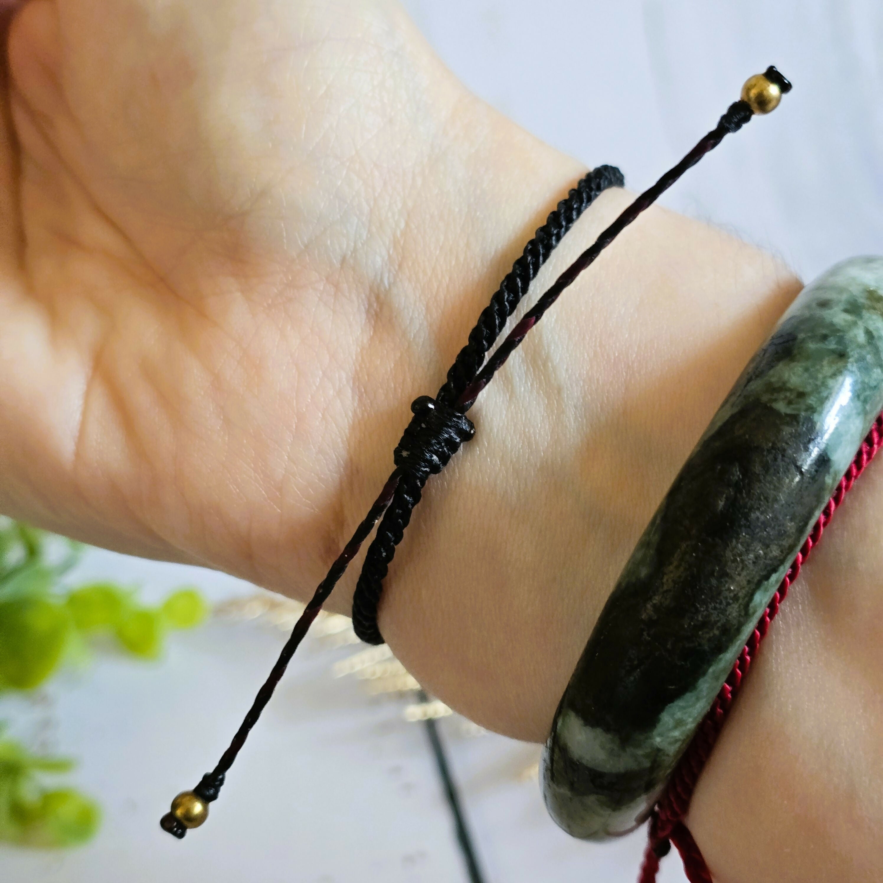 Garnet Birthstone Bracelet; Single Crystal Macrame Adjustible January Gift Bracelet