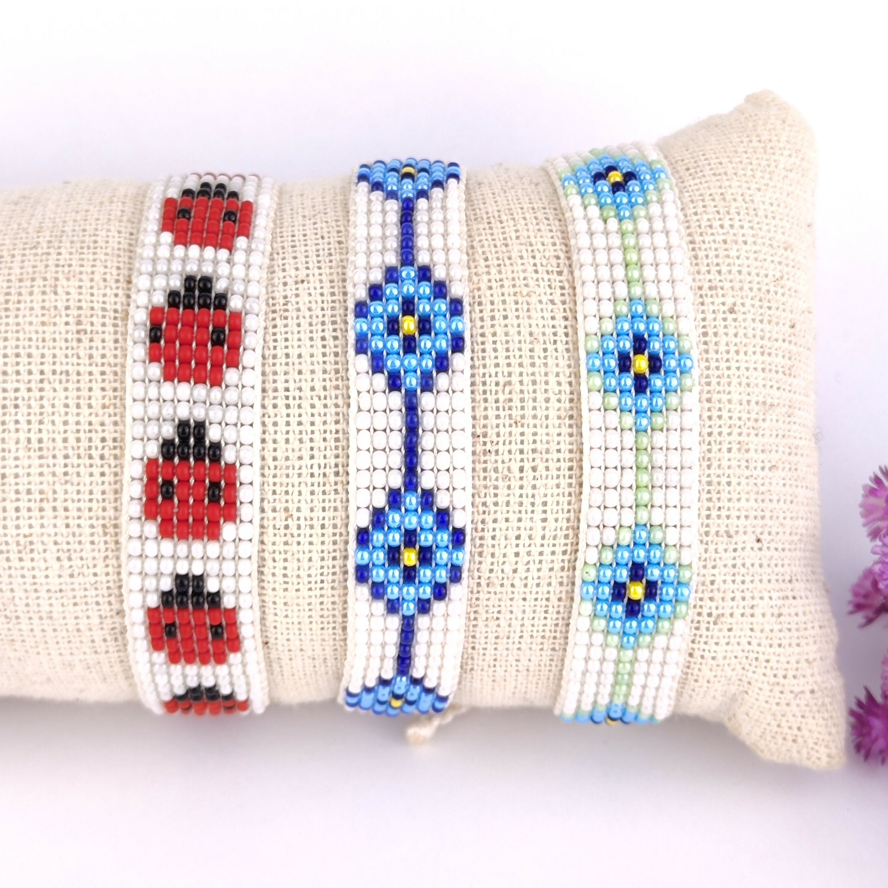 Bead Loom Bracelet - Traditional Evil Eye Motif