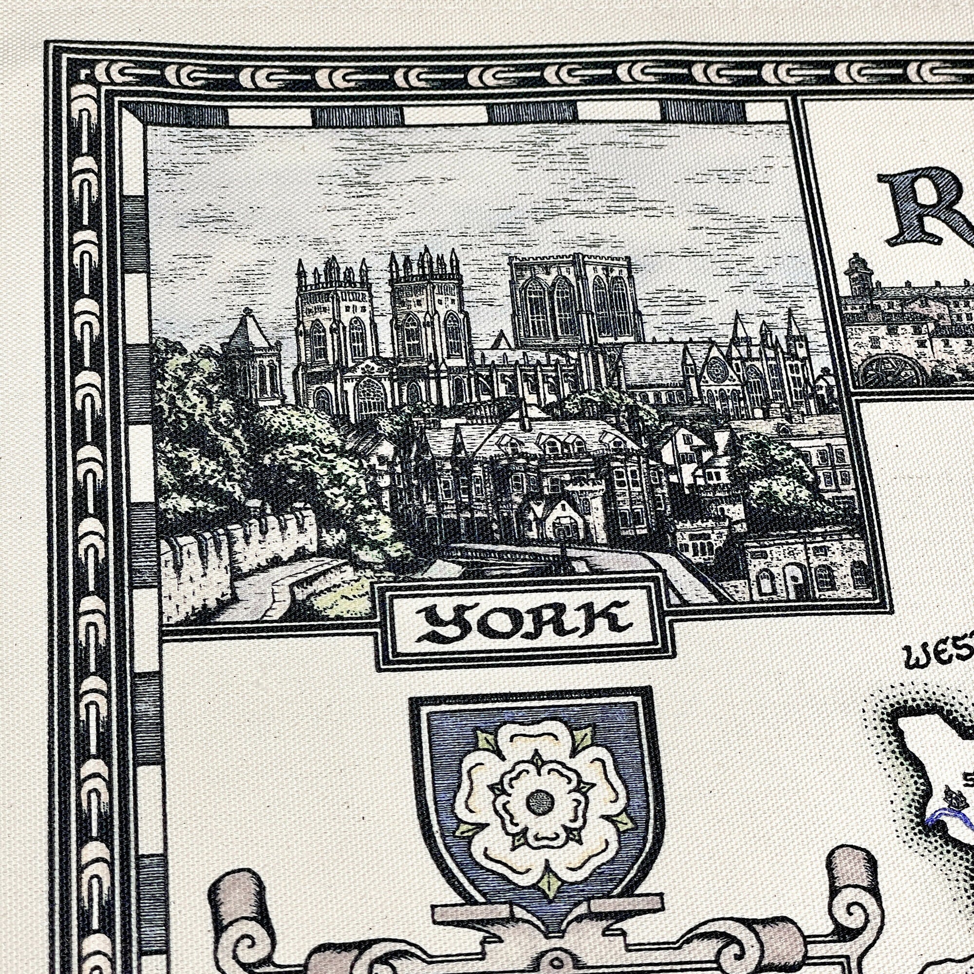 Yorkshire Ridings Map Tea Towel