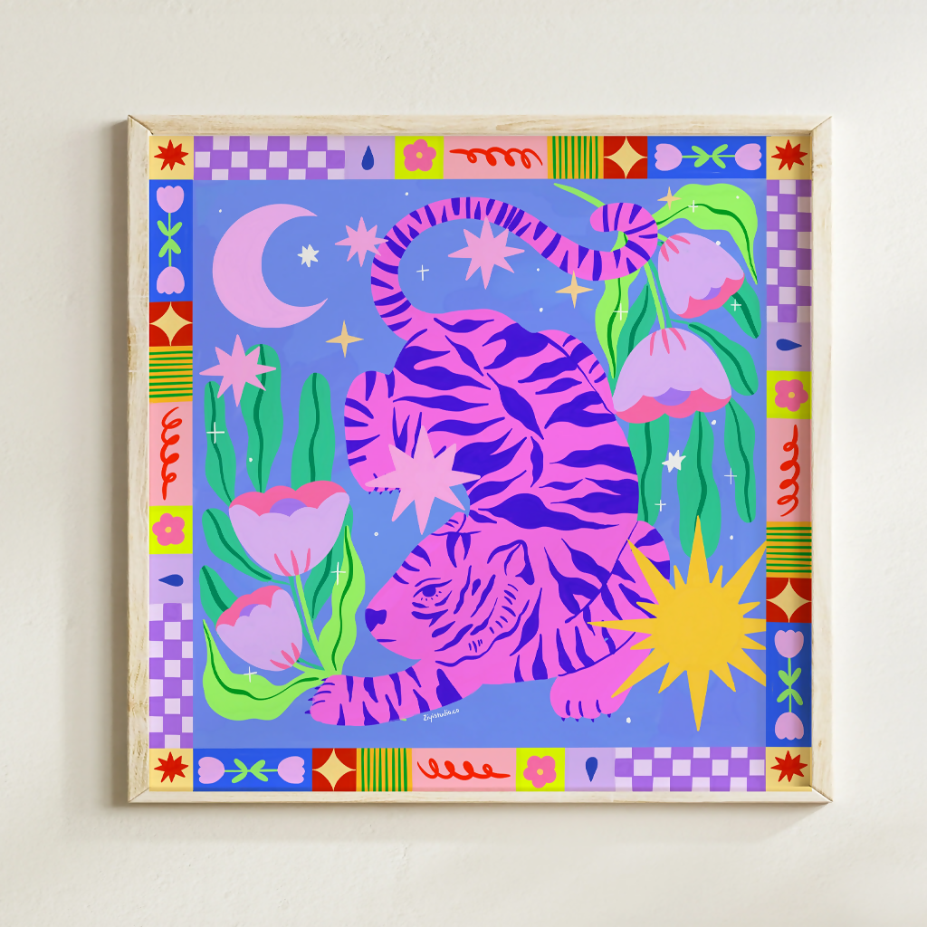 Starry Night & Pink Tiger Print