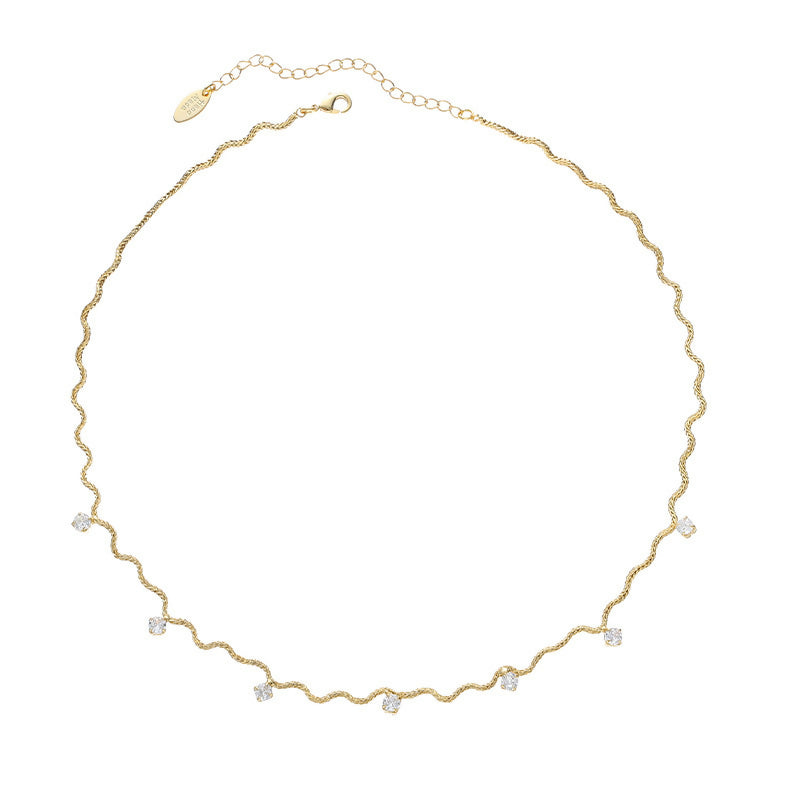 Zirconia Curve Chain Necklace