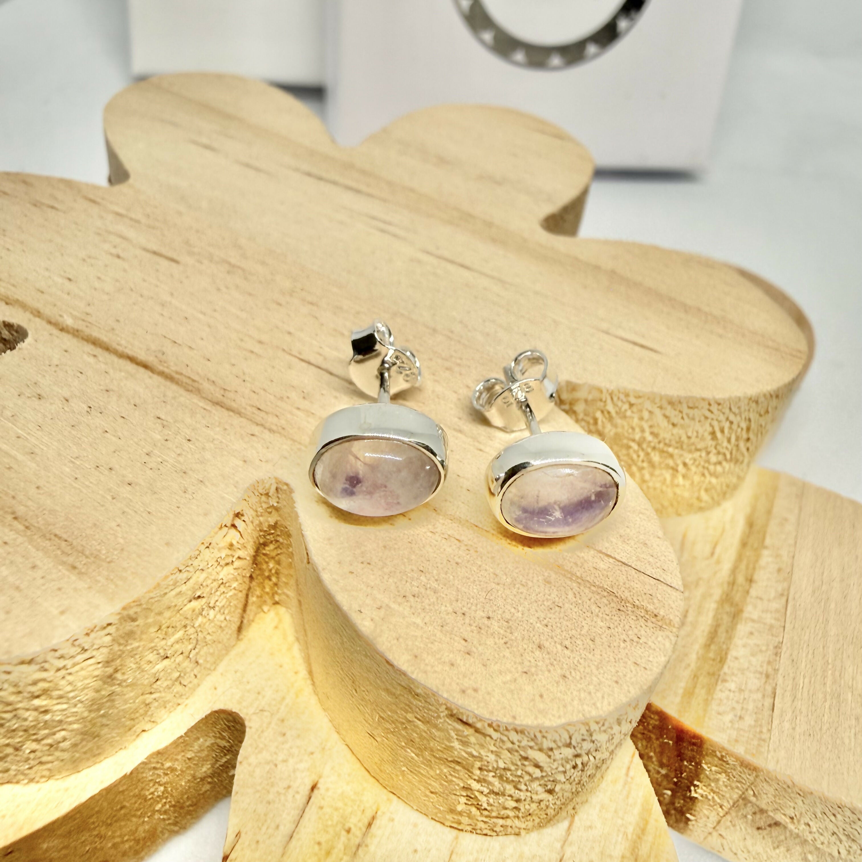 PINK MOONSTONE STUD EARRINGS