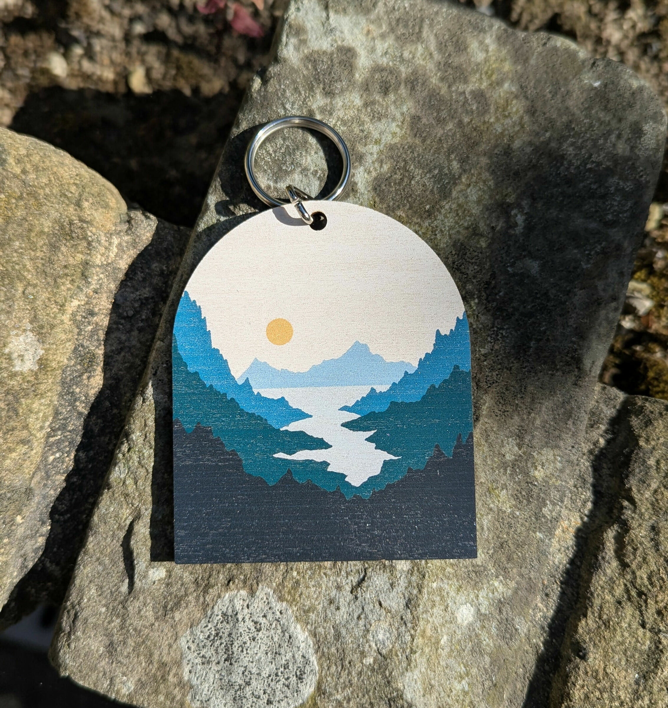 Misty Mountains Wooden Keyring