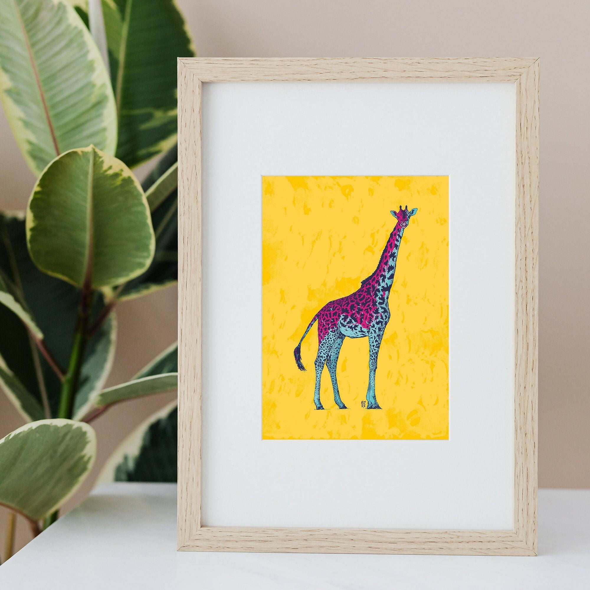 Giraffe Art Print – Colourful Safari Animal Wall Art