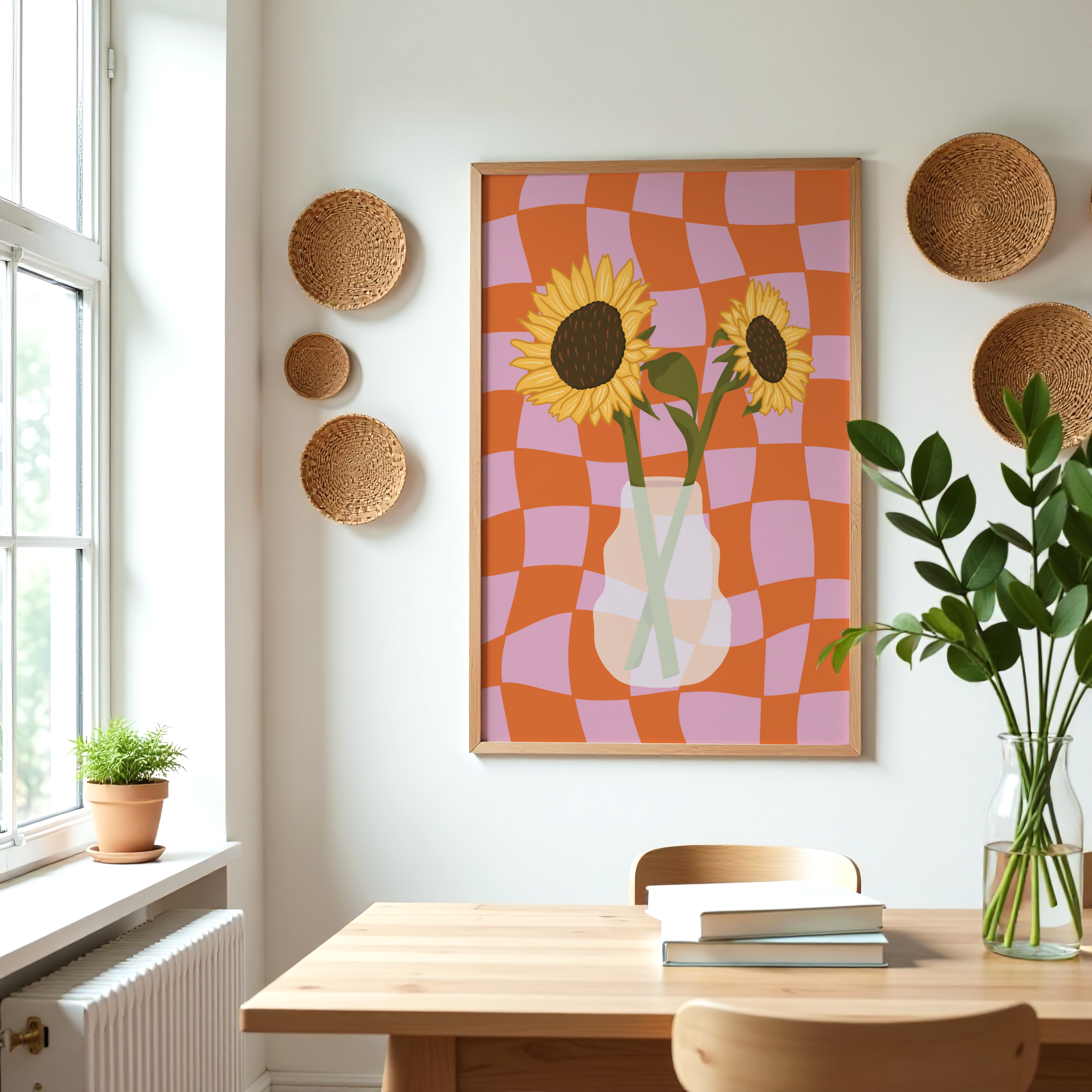 Sunflower Vase Print in Orange
