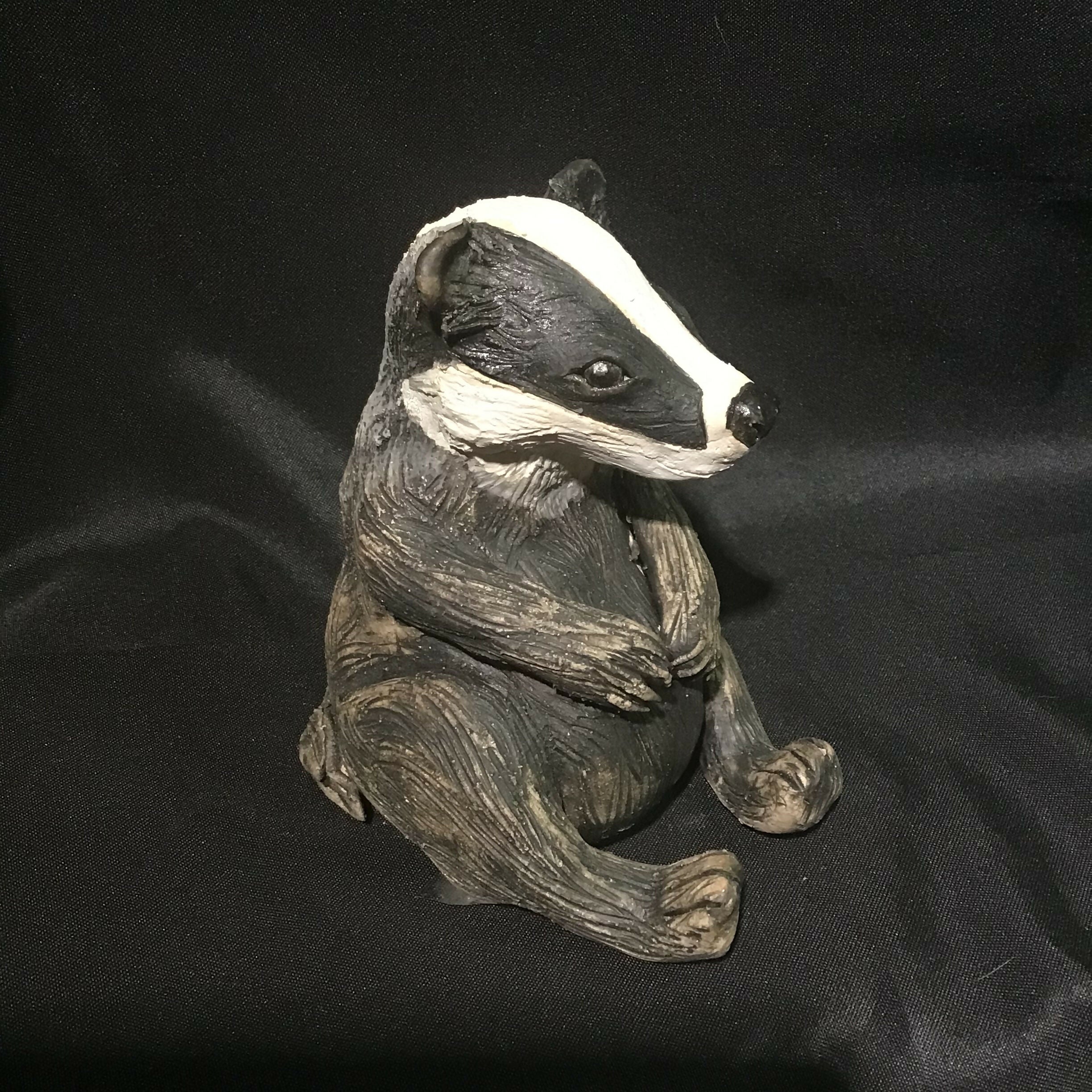 Sitting Badger Sculpture