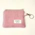 Light Pink Waffle Fabric Zipped Keychain Wallet