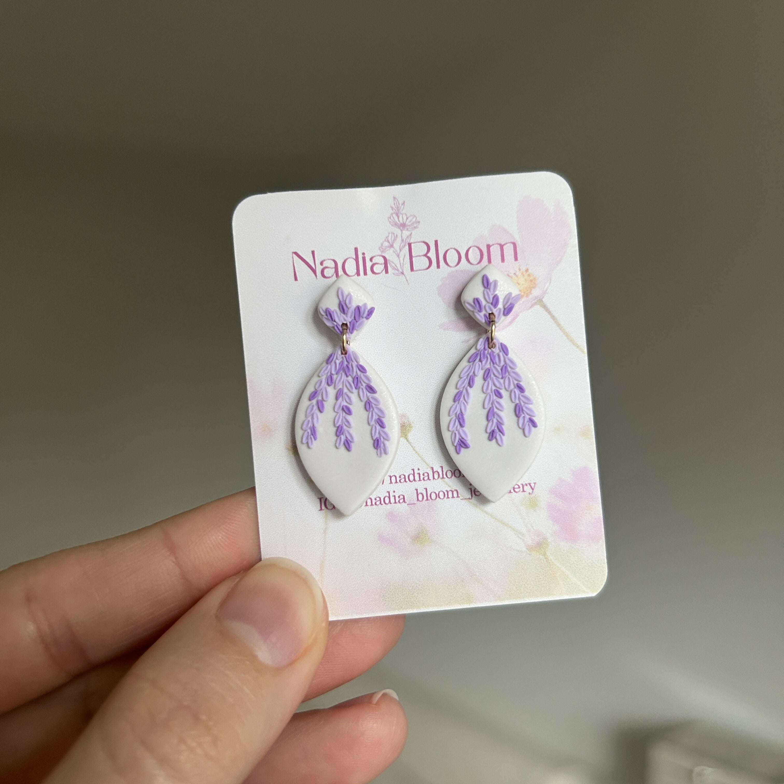 Tiny string of leaves Polymer Clay Earrings