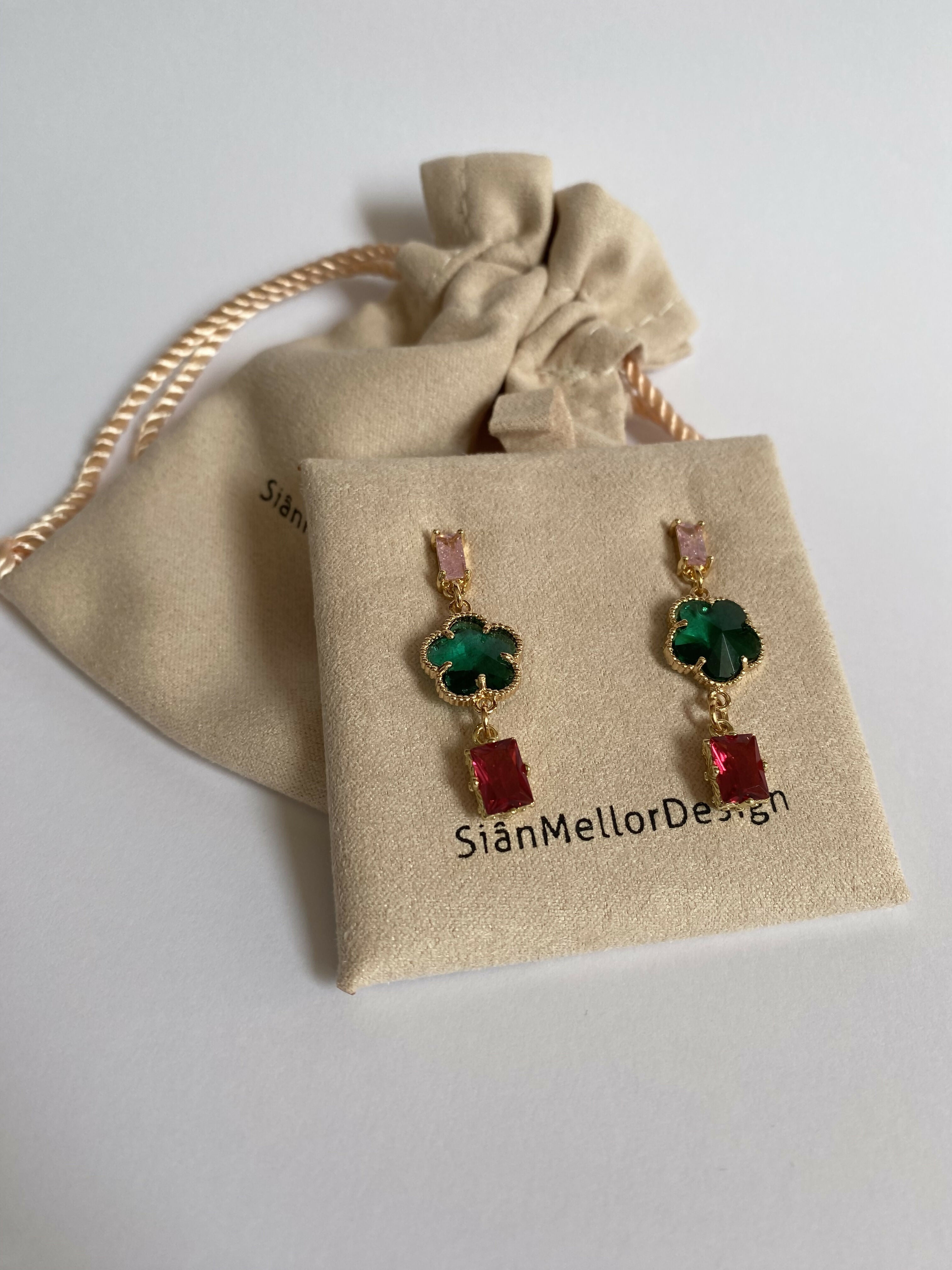 Colourful 3 tier dangle earrings