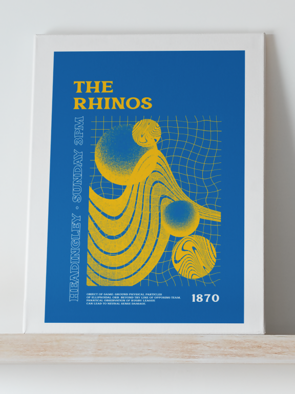 Leeds Rhinos Art Print PSYCHEDELIC Design in Blue