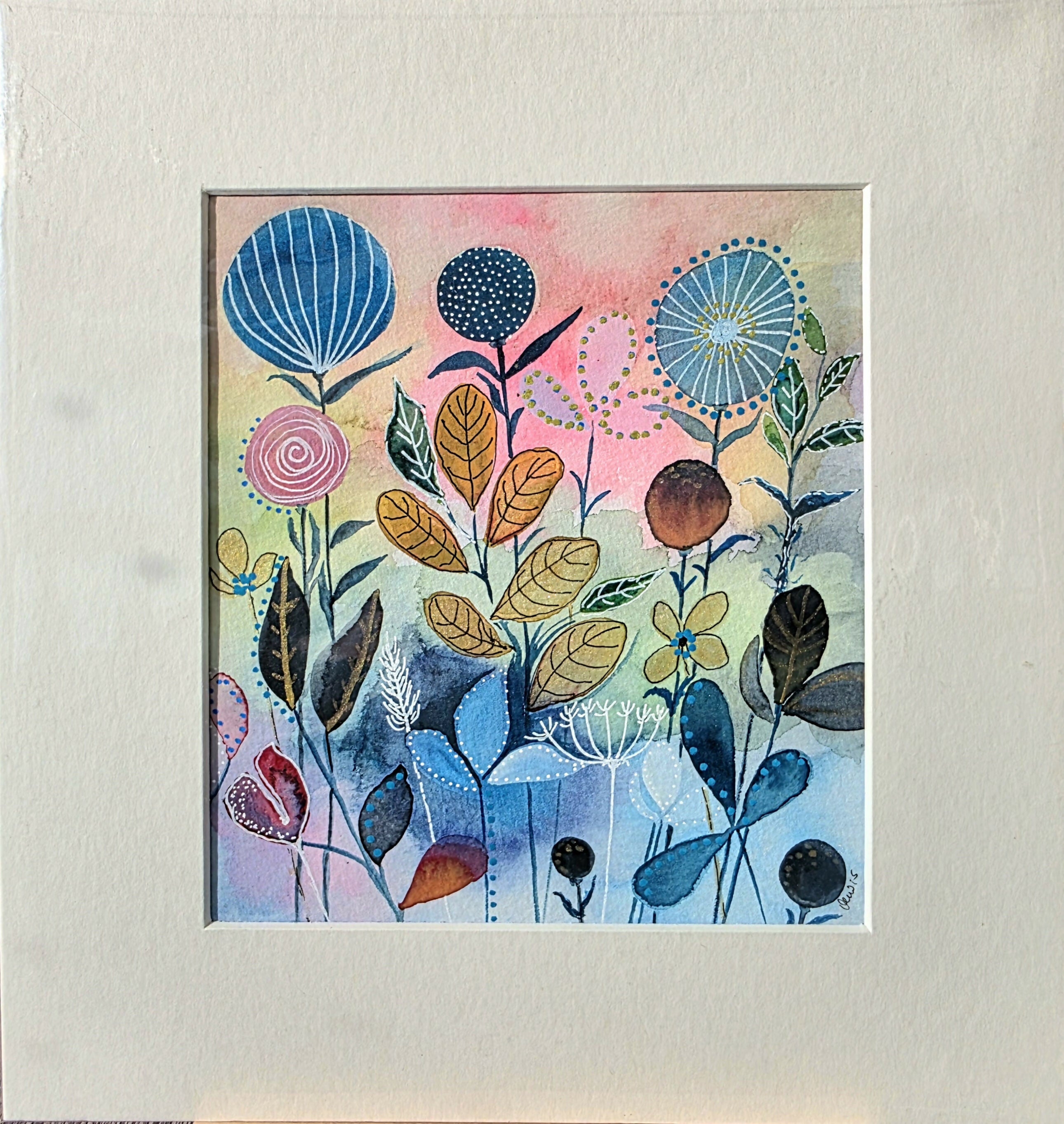 'Seed Heads & Autumn Leaves' Original Mixed Media Painting