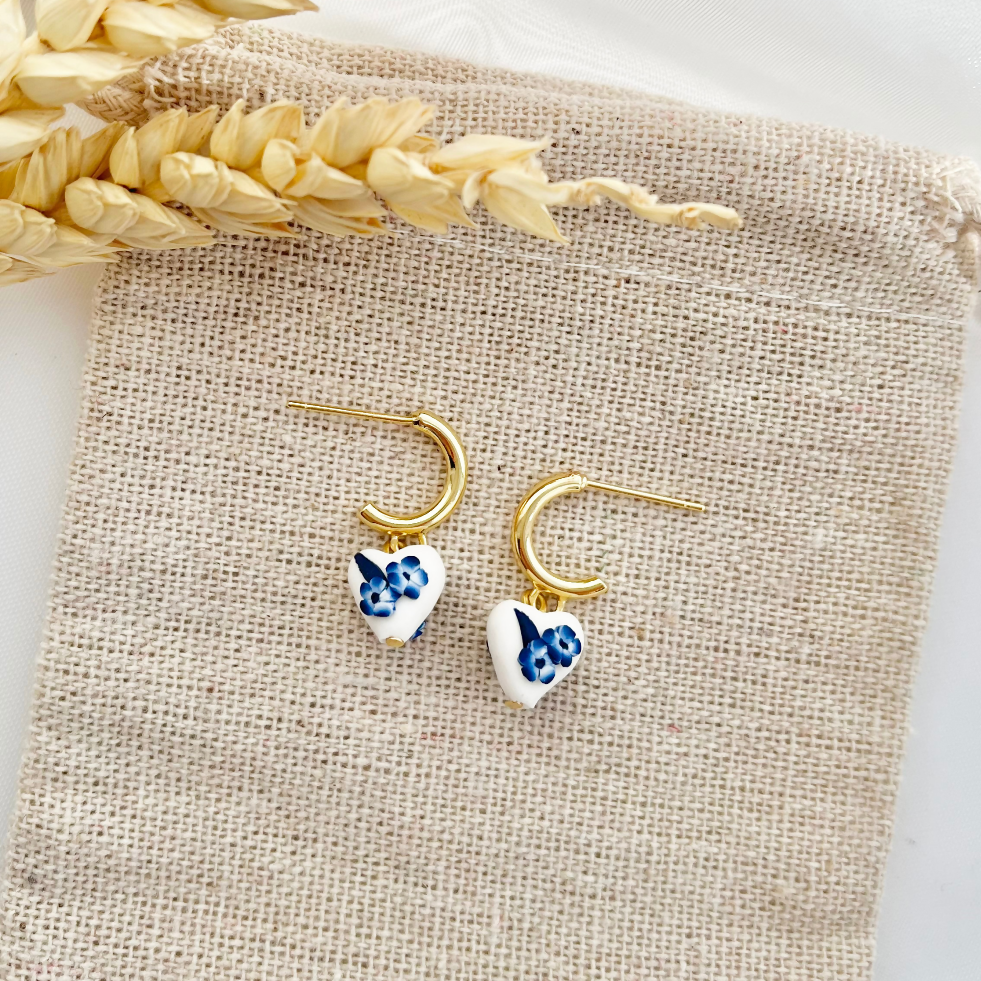 Blue China No. 10 - Handmade Polymer Clay Earrings