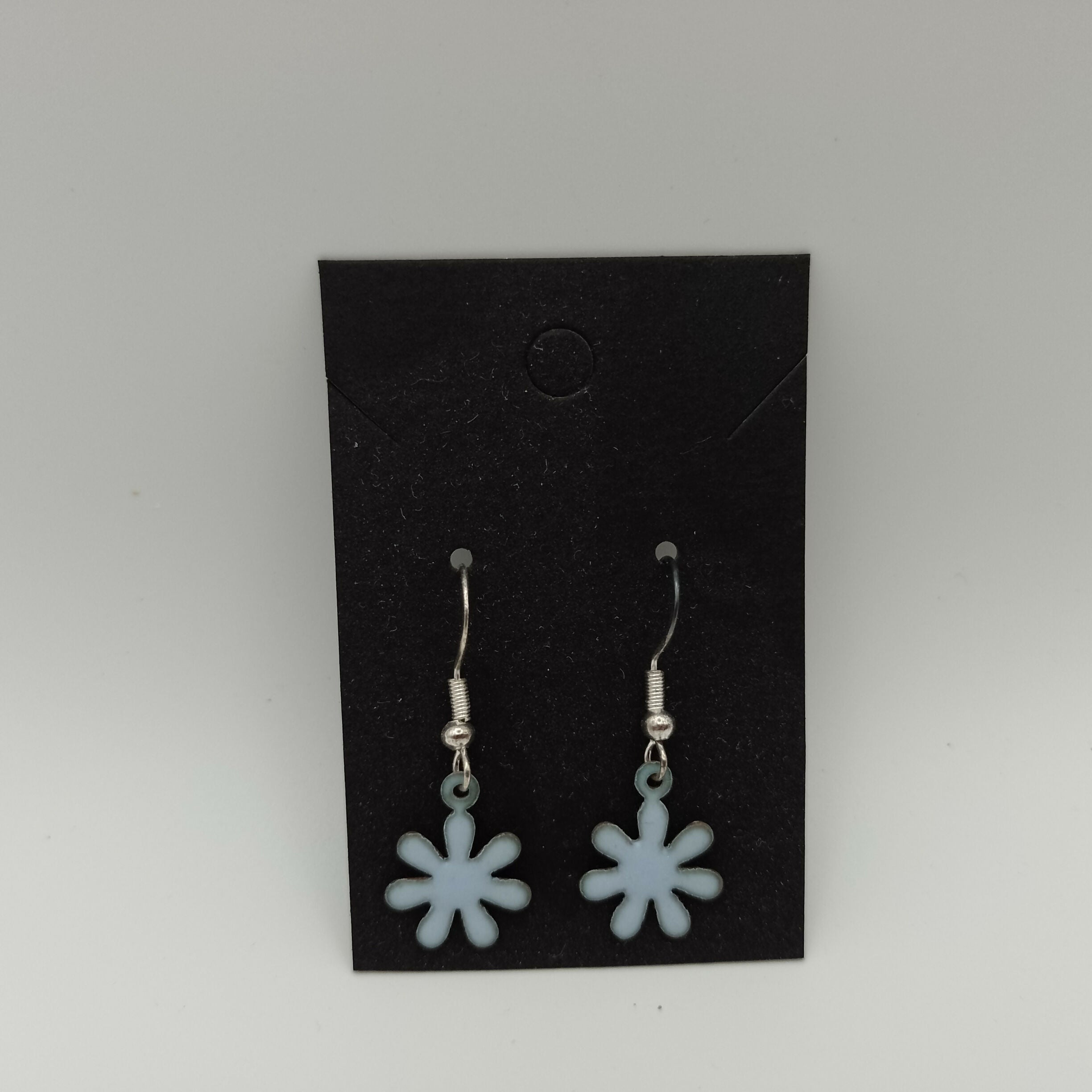Light Blue Daisy Drop Enamel Earrings