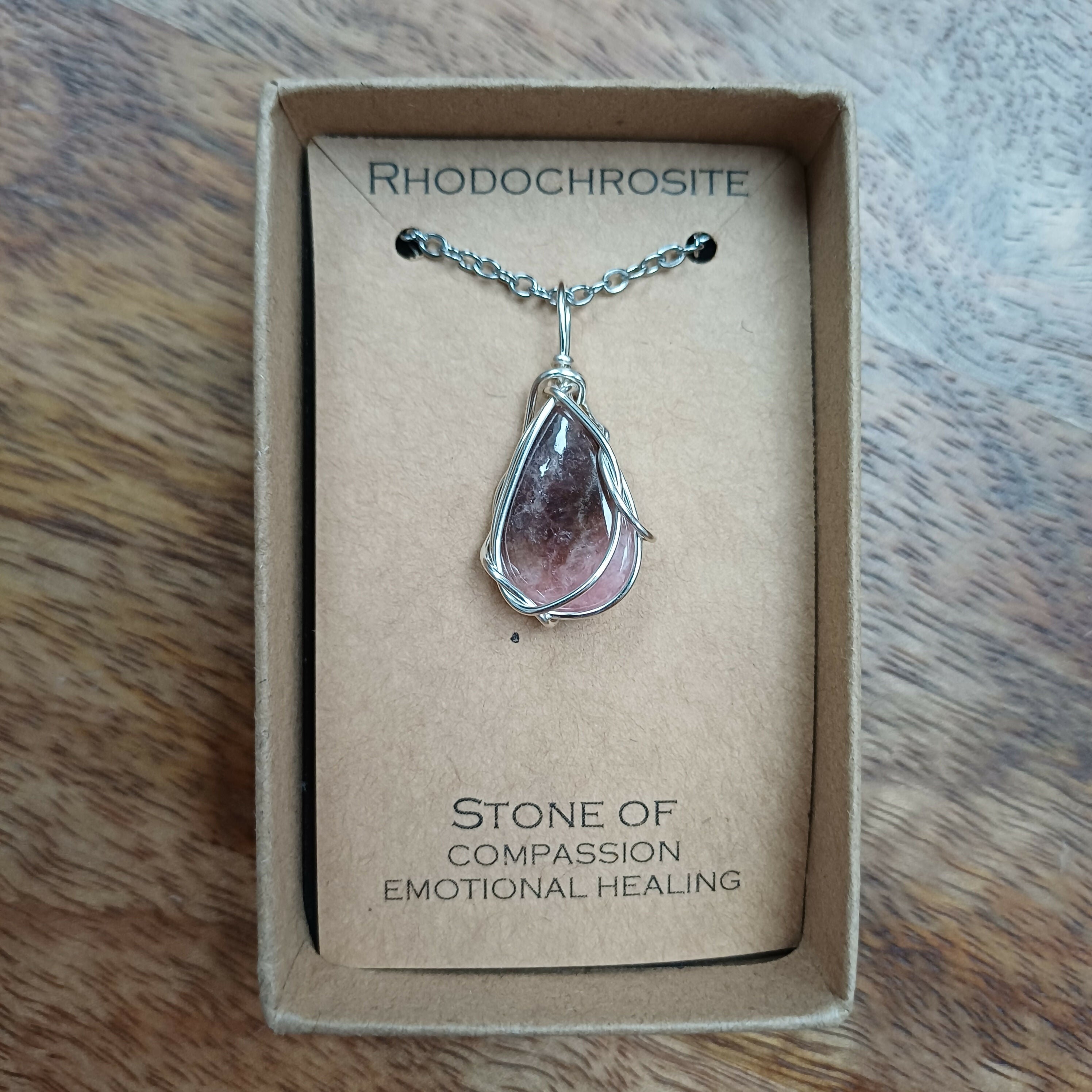 Rhodochrosite Wire Wrapped Pendant