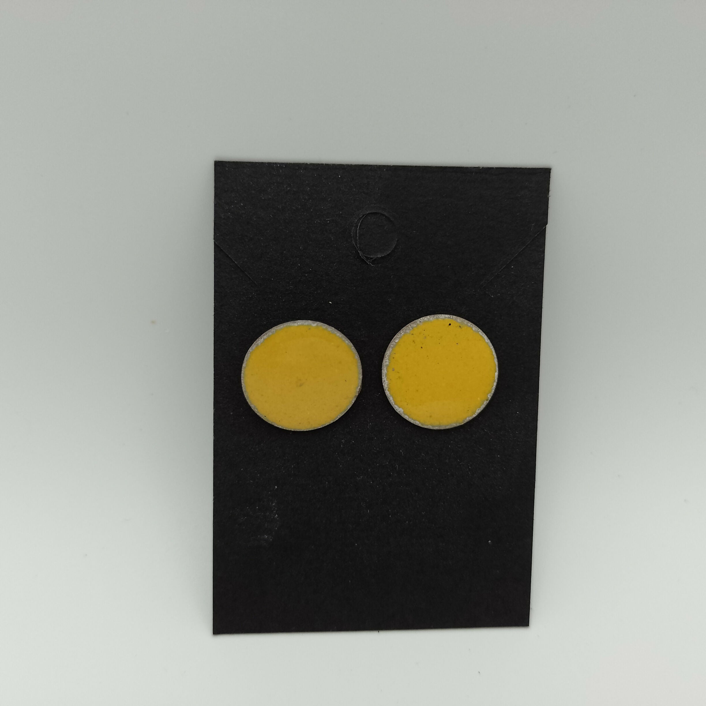 Yellow Circle Enamel Stud Earrings