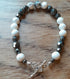 Gemstone Bracelet with Tibetan Silver Toggle Catch, Howlite and Faceted Grey Hematite.