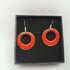 Bright Red Enamel Hoop Earrings