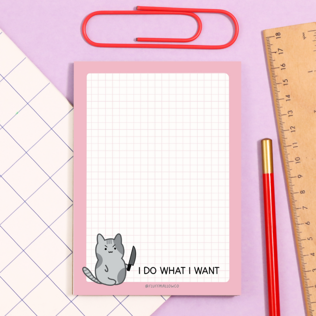 I Do What I Want Kitty A6 Notepad