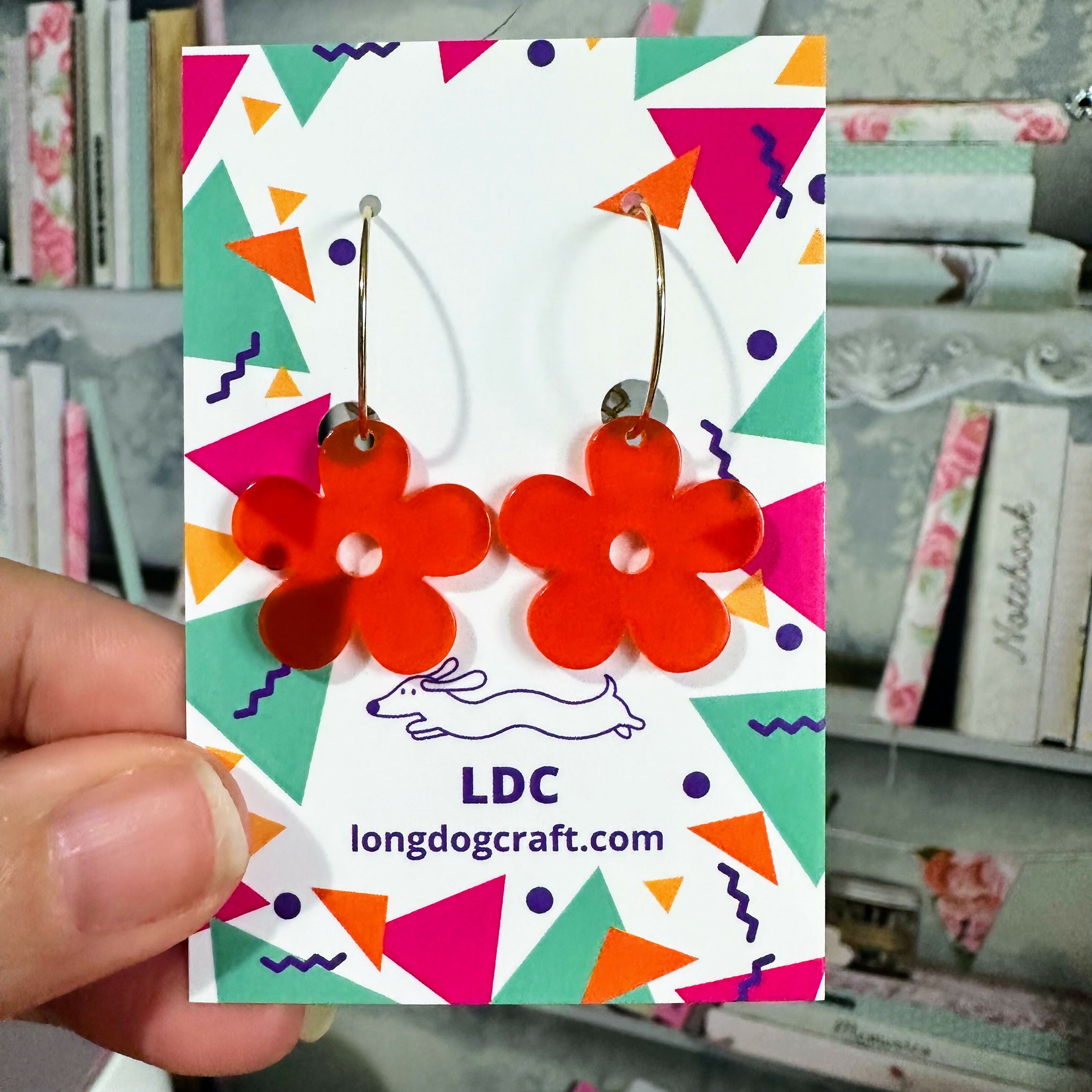 Acrylic Flower Hoops Orange