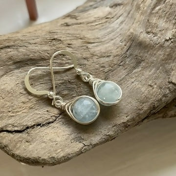 Aquamarine Drop Earrings, Sterling Silver